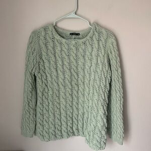Zara Knit Sage Cable Knit Pullover Sweater Size Medium